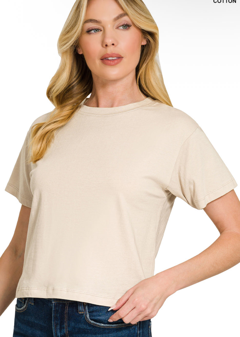 Beige Crop Tee