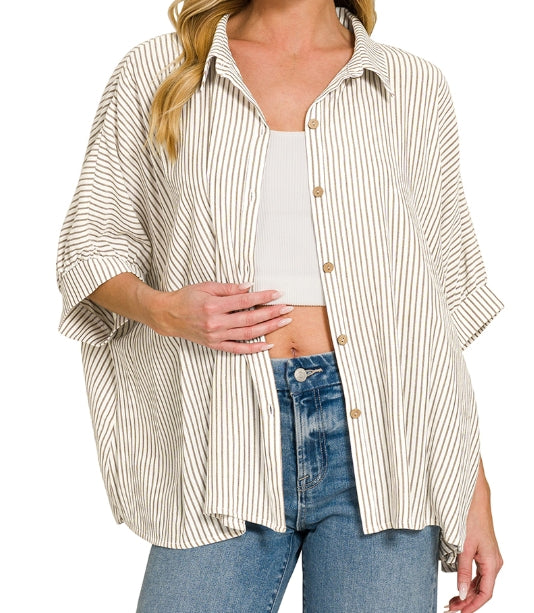 Taupe Breeze Button Up
