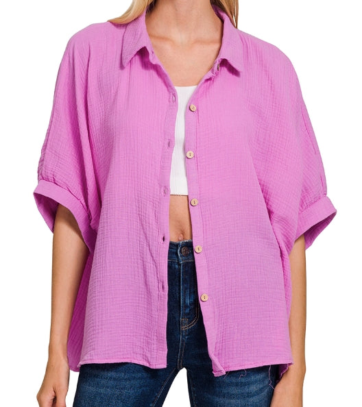 Soft Mauve Button Up