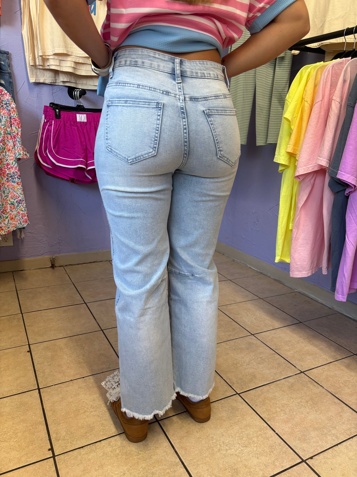 Light Wash Utility Barrel Jeans