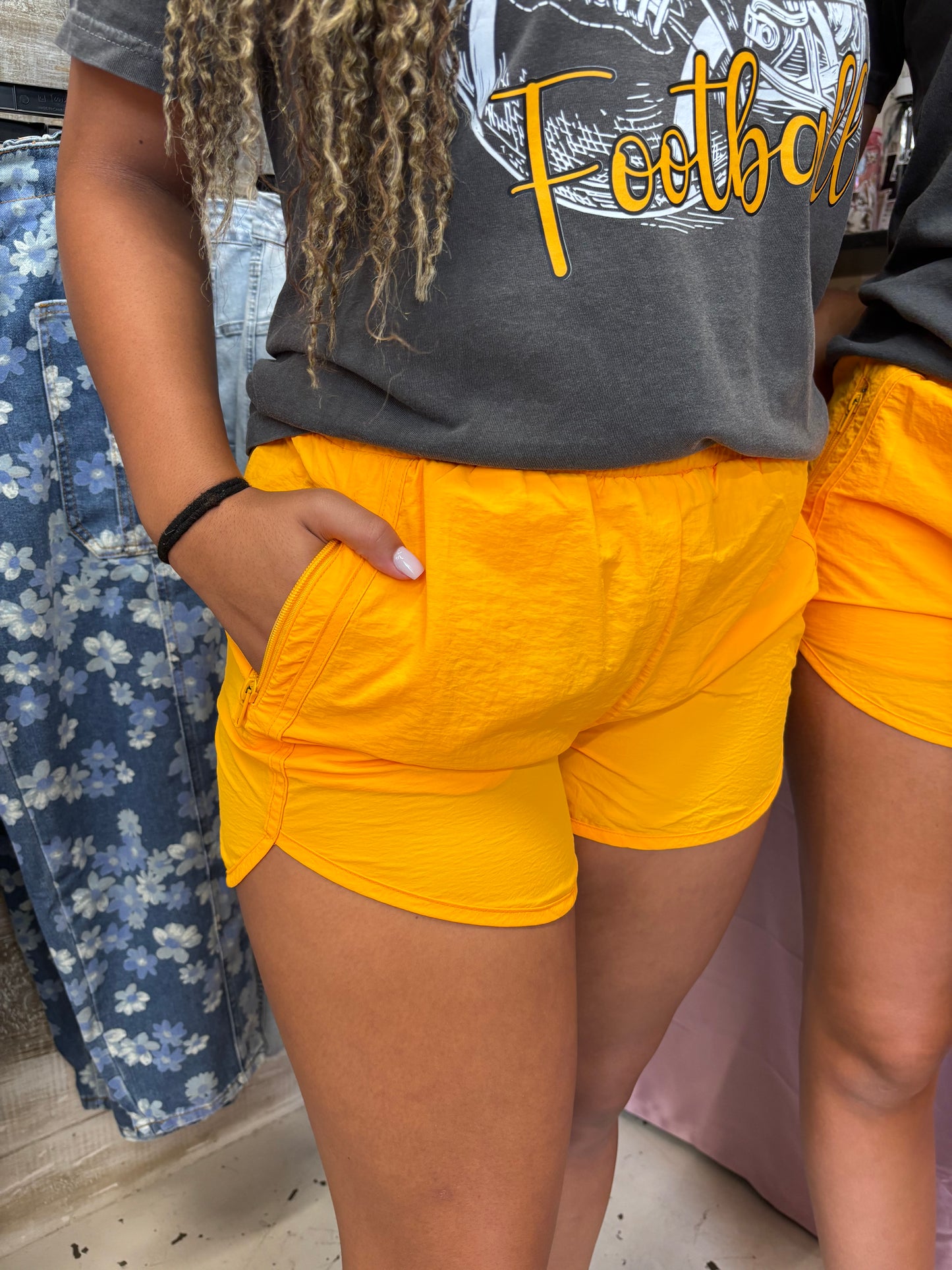 Gold Windbreaker Shorts