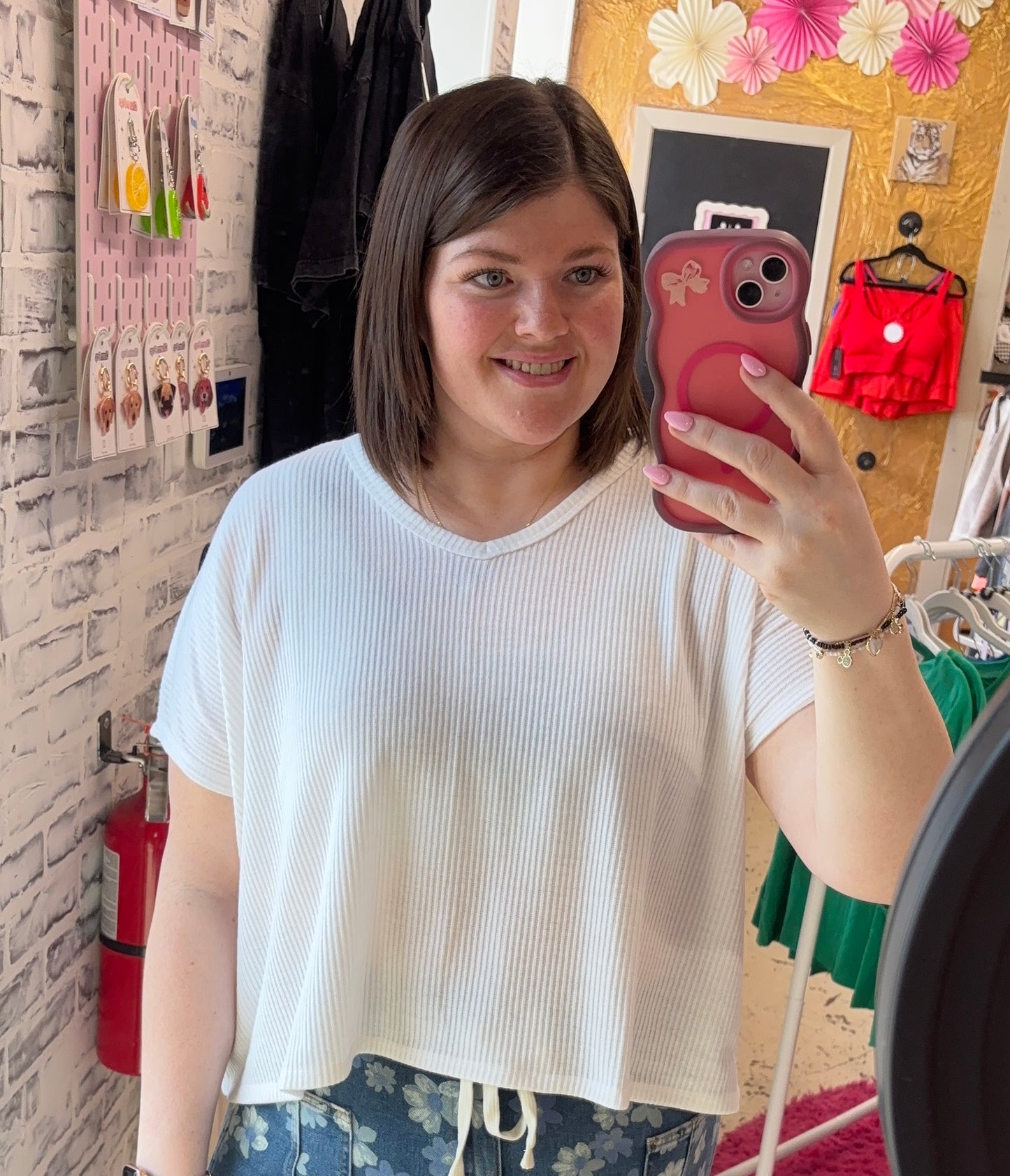 White V-Neck Top