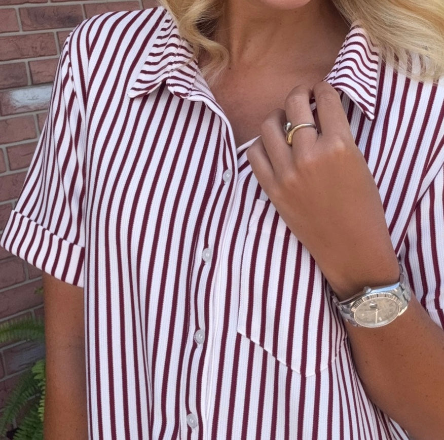 Maroon Stripe Dress