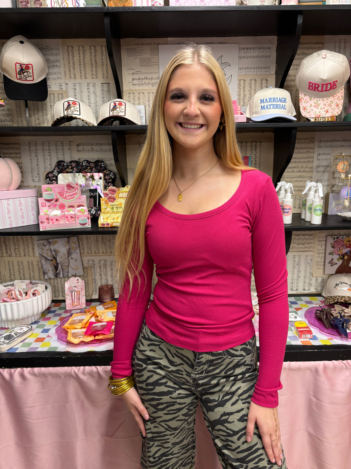 Hot Pink Long Sleeve Top
