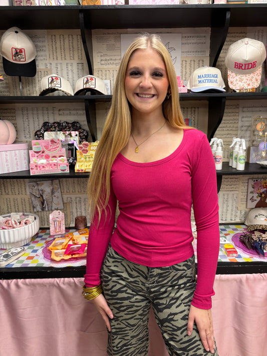Hot Pink Long Sleeve Top