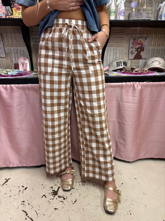 Cinnamon Stroll Gingham Pants