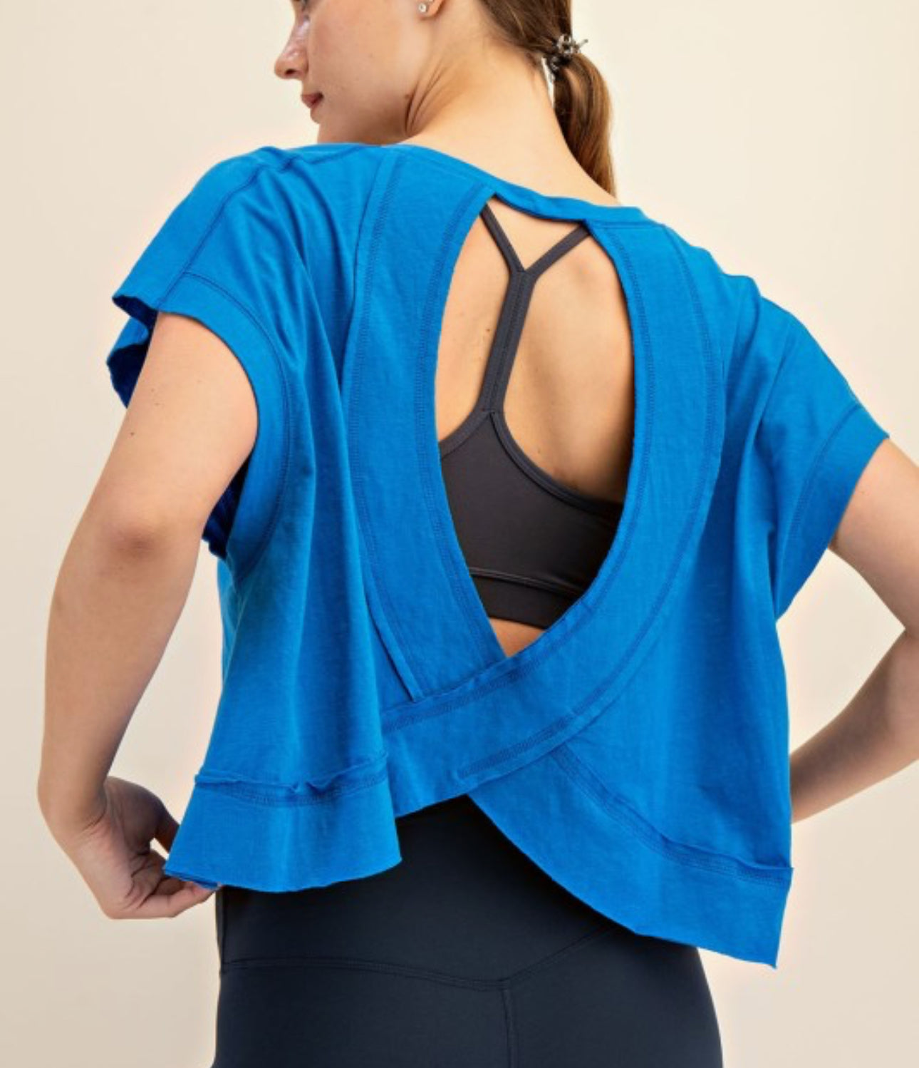 Blue Open Back Top