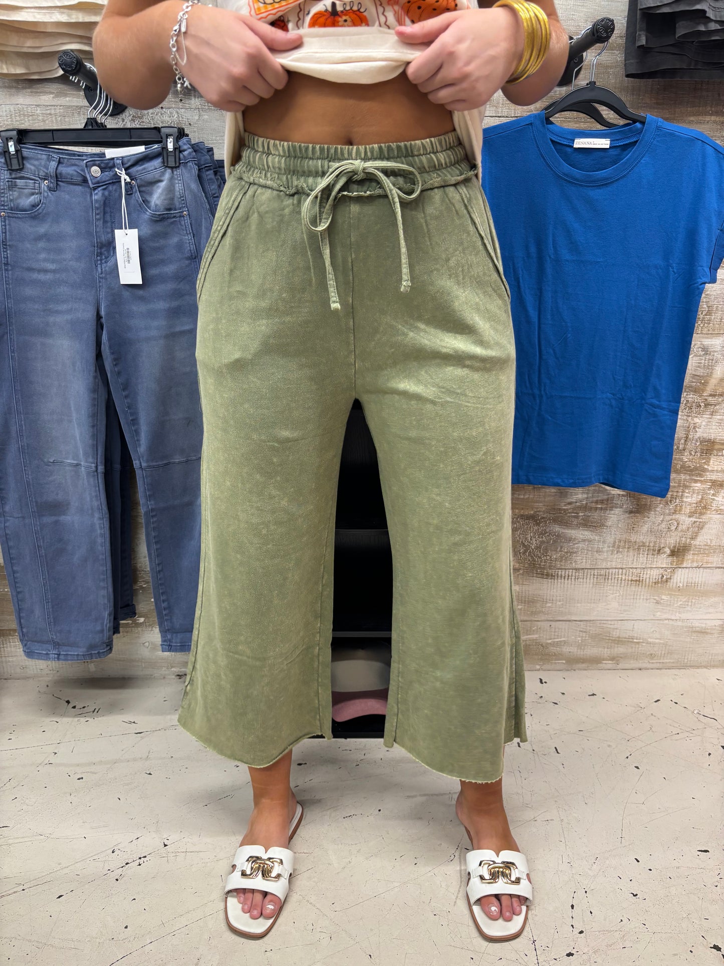 Olive Green Wide Leg Pants