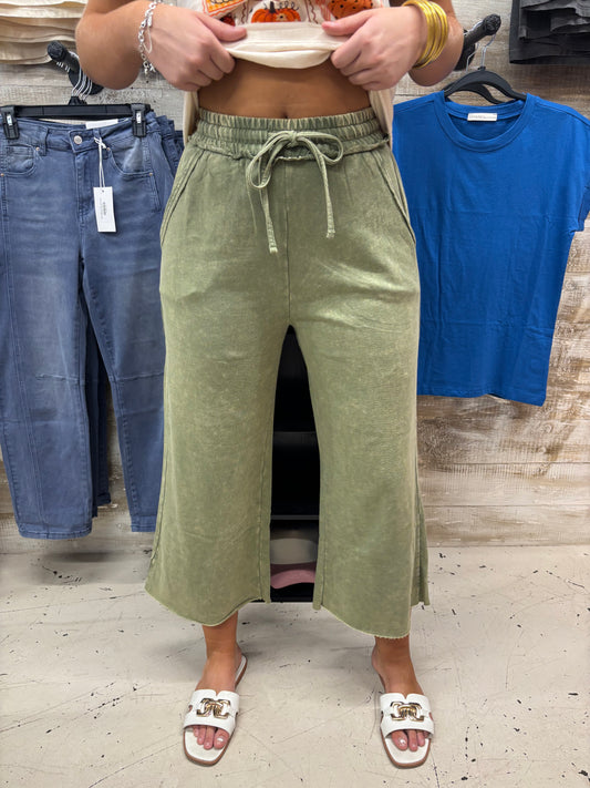 Olive Green Wide Leg Pants