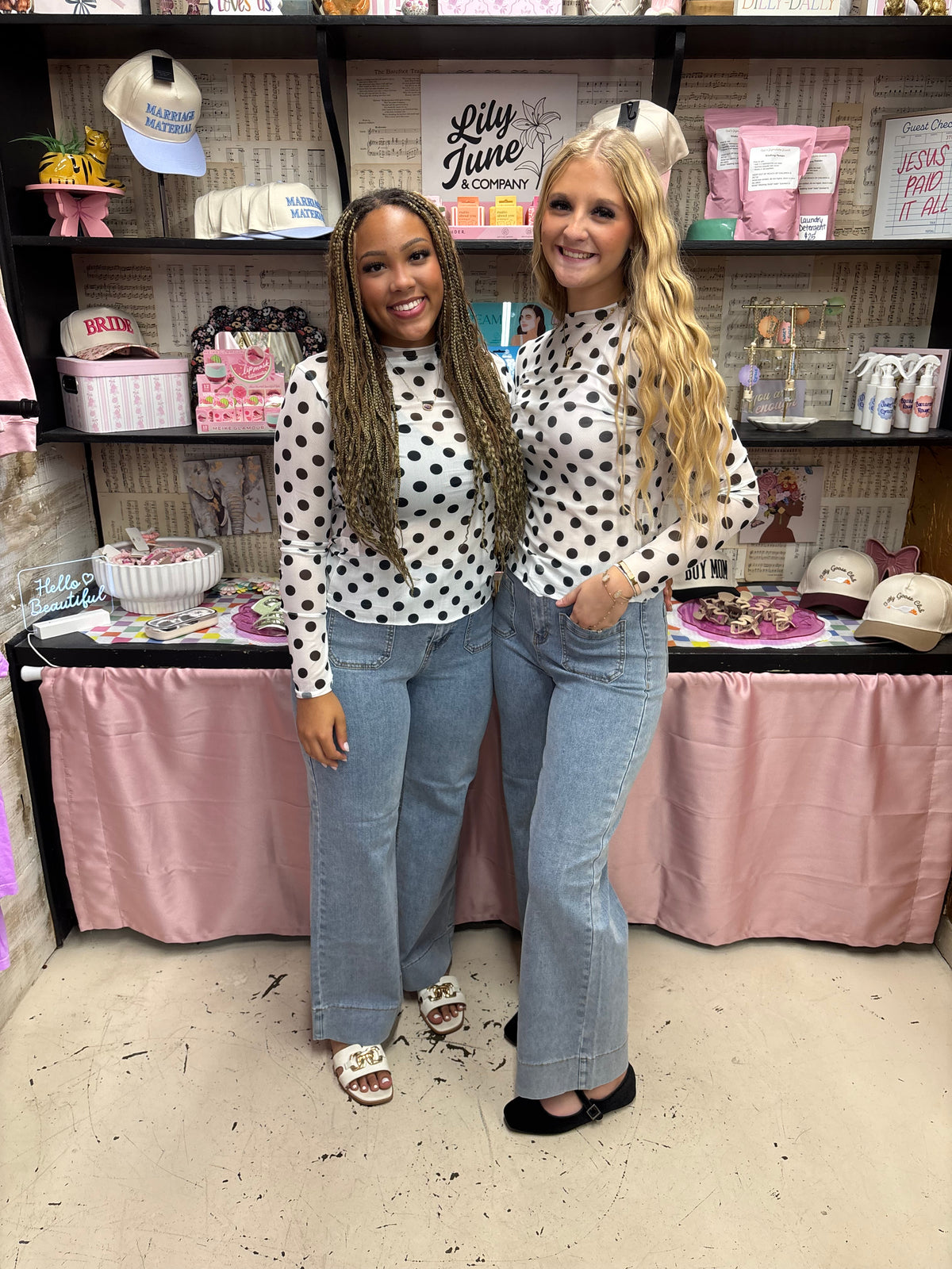 Polka Dot Mesh Top