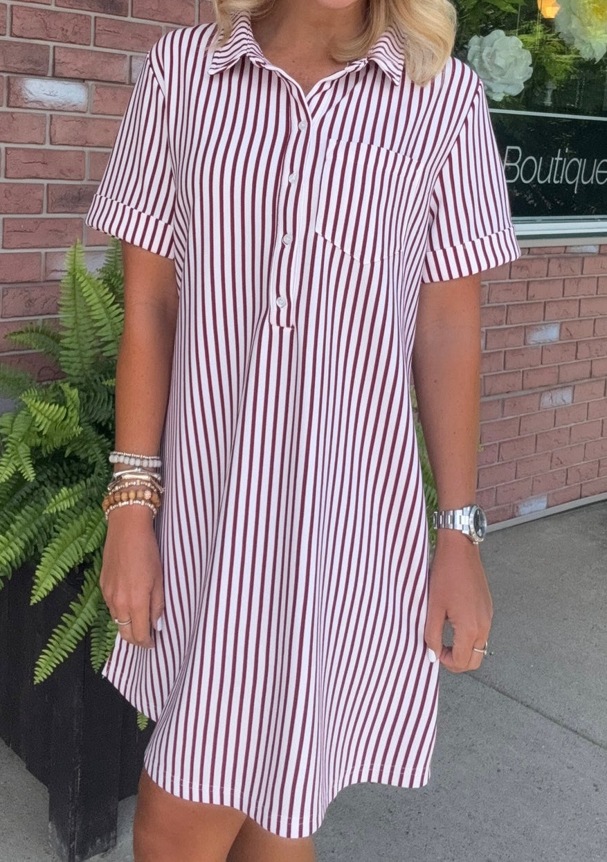 Maroon Stripe Dress