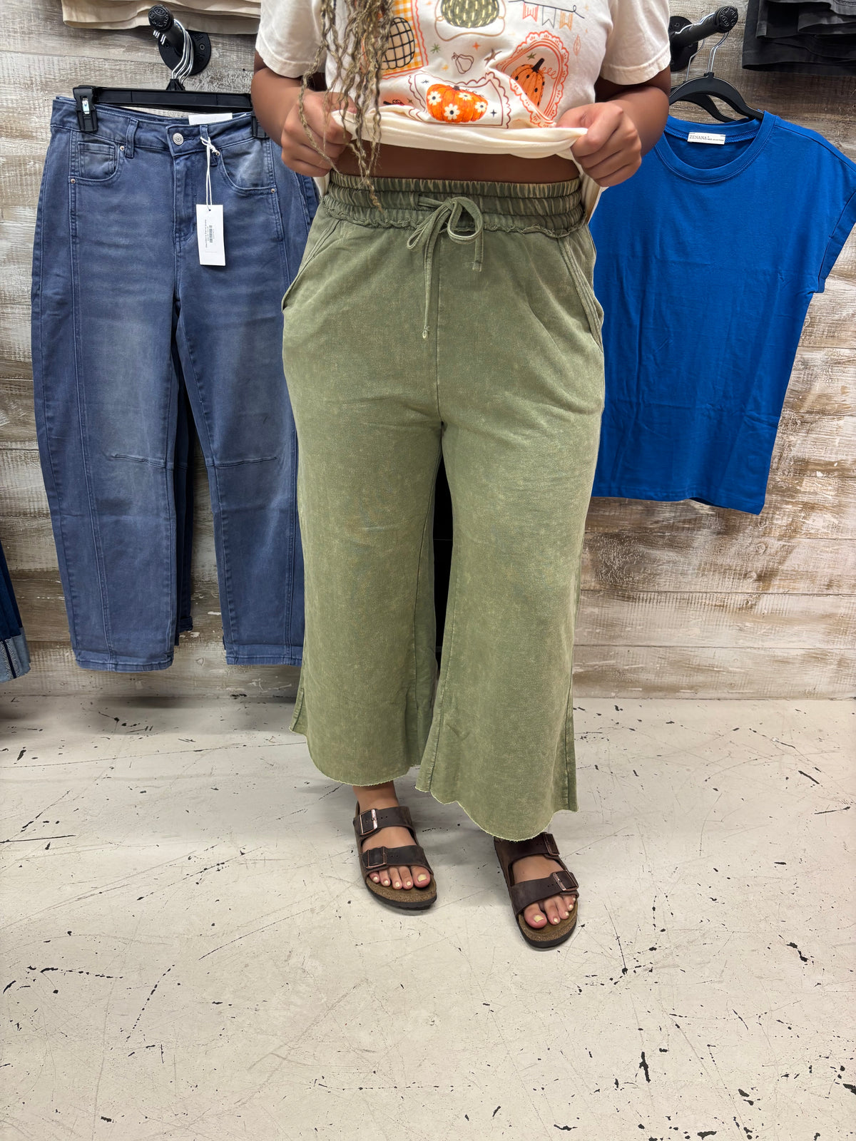 Olive Green Wide Leg Pants