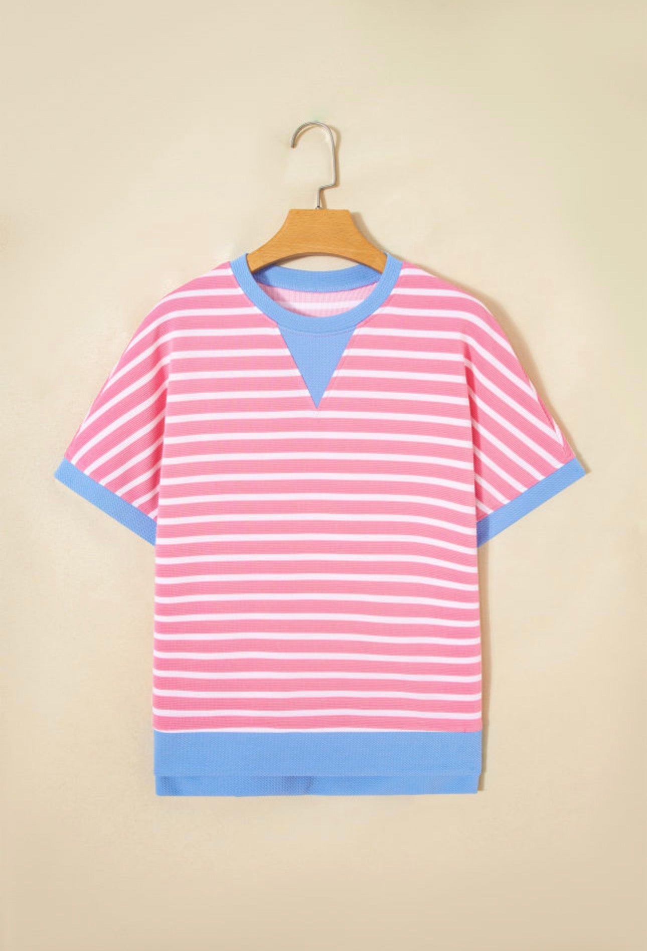 Pink Stripe Colorblock Tee