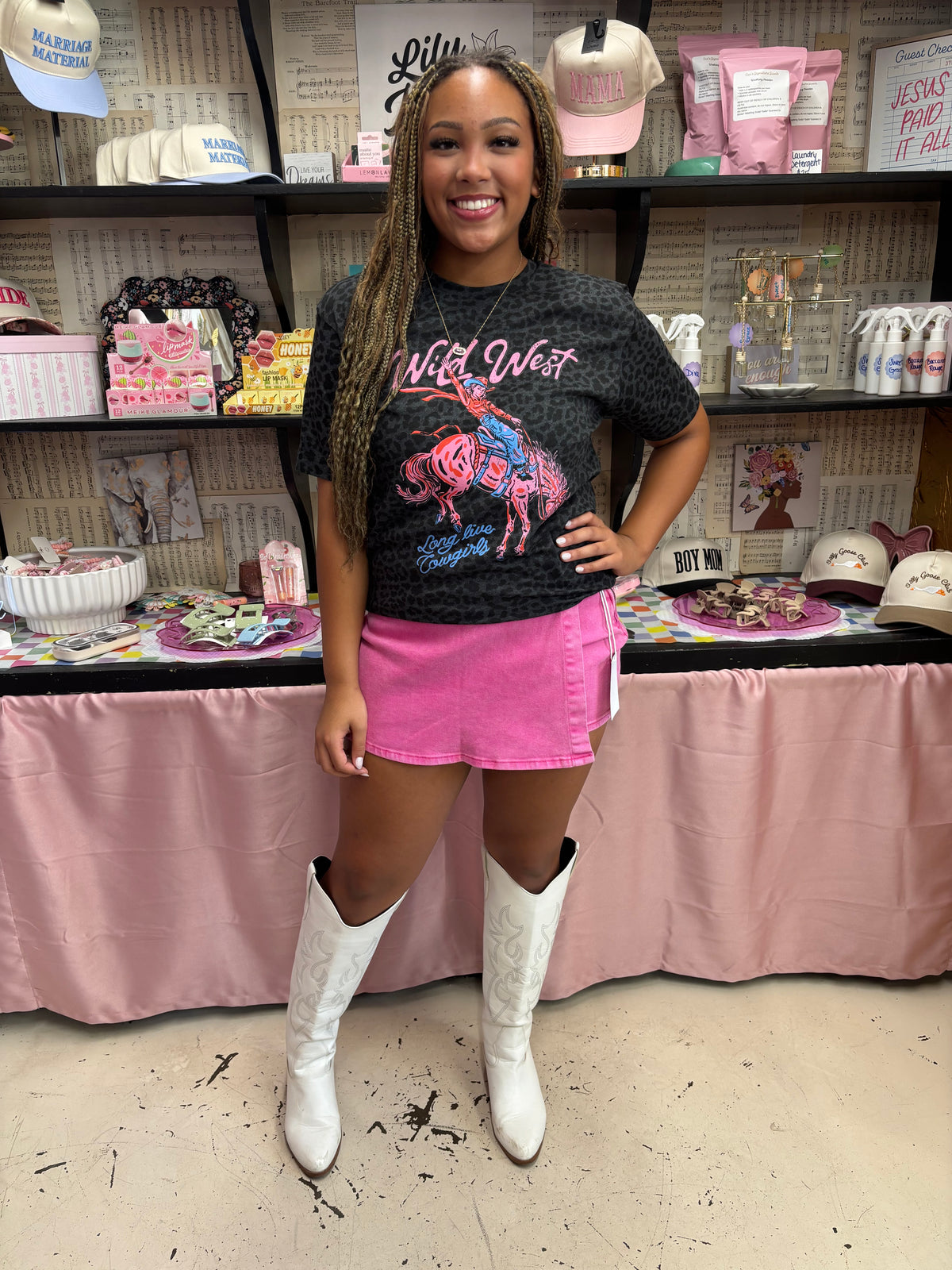 Pink Denim Skort