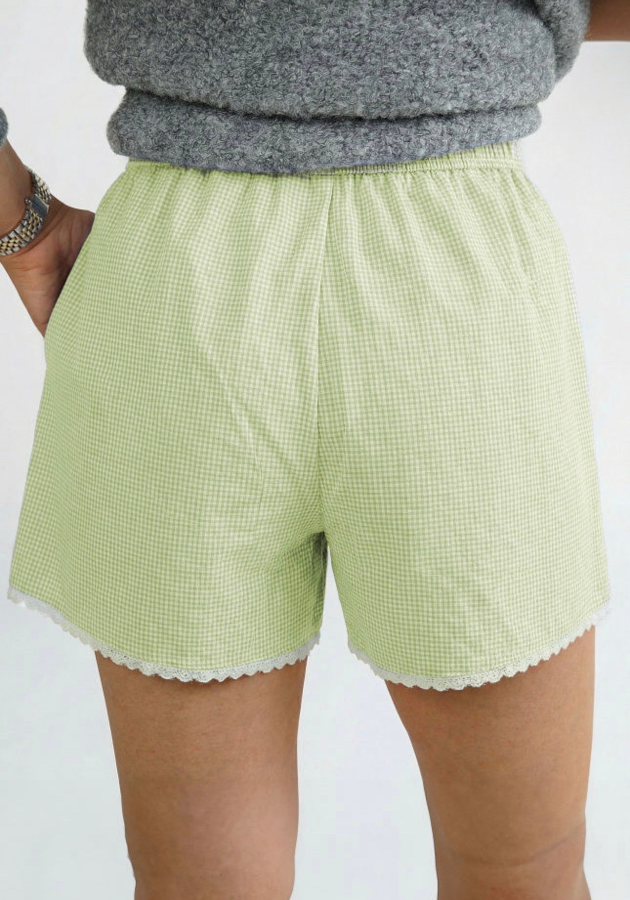 Jenna Lime Gingham Shorts