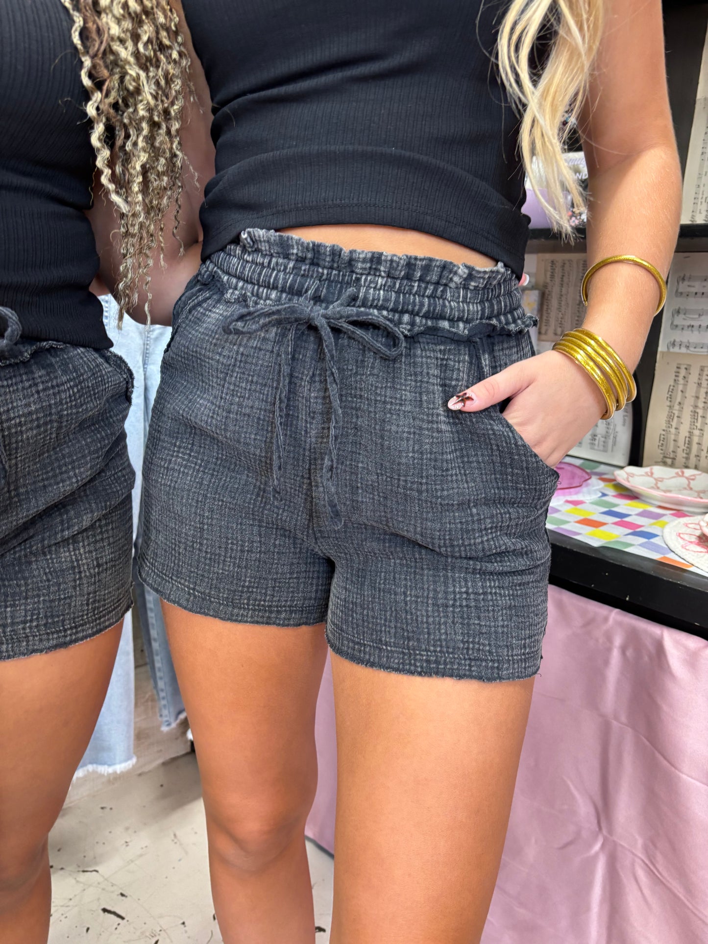 Black Gauze Shorts