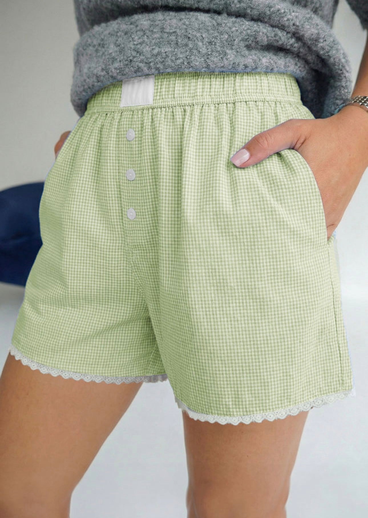 Jenna Lime Gingham Shorts