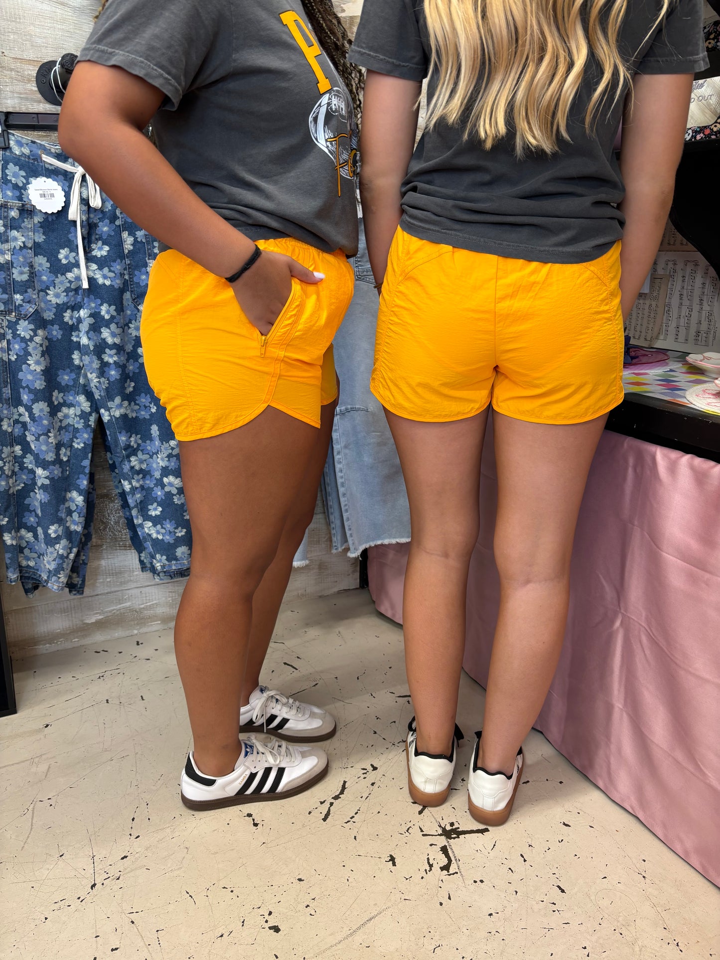 Gold Windbreaker Shorts