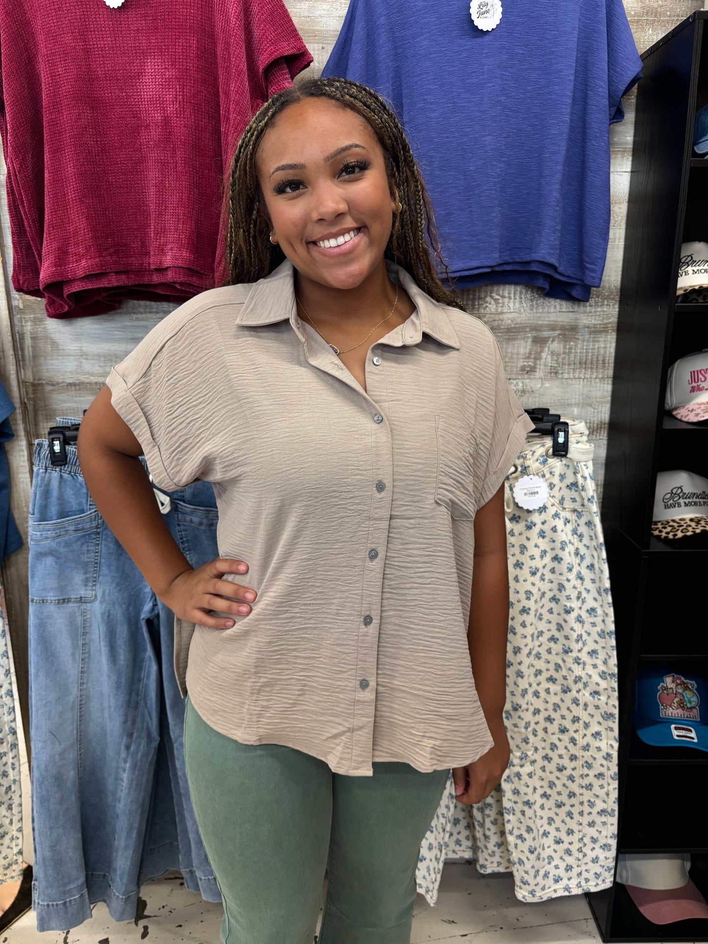 Mocha Made Button-Down Top