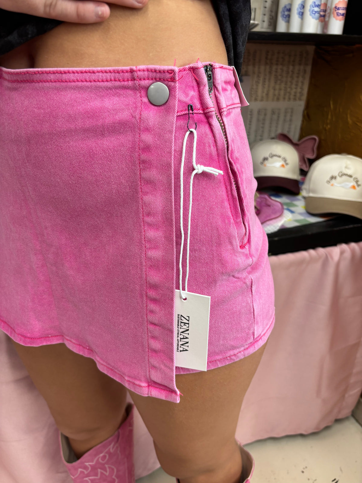Pink Denim Skort