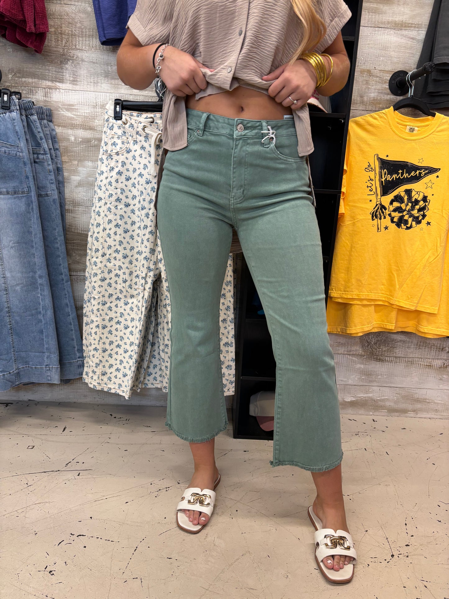 Olive Flare Pants