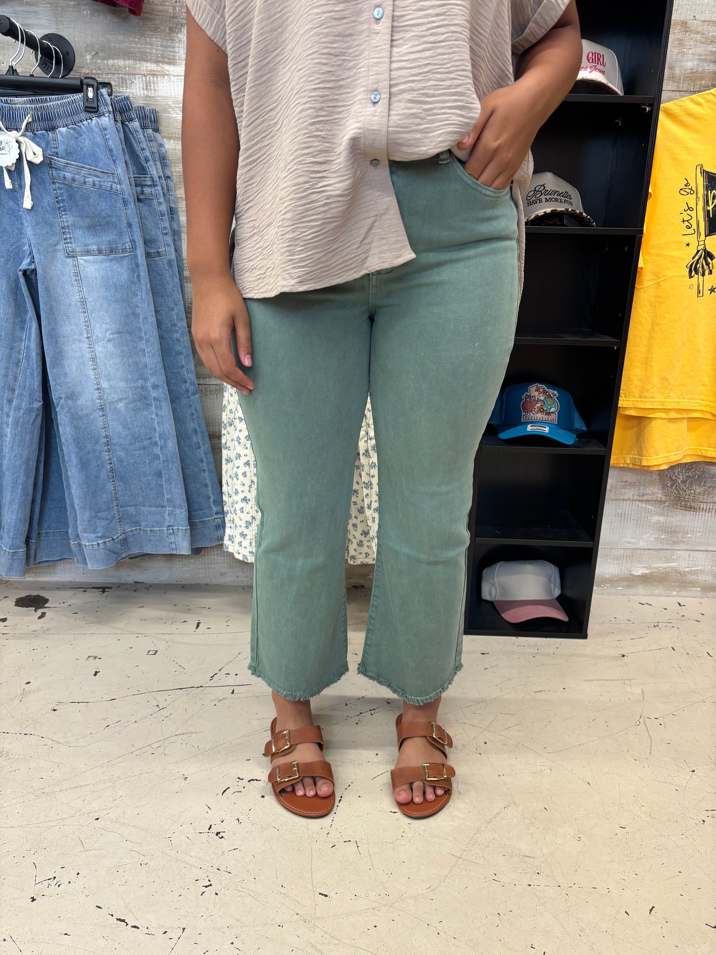 Olive Flare Pants