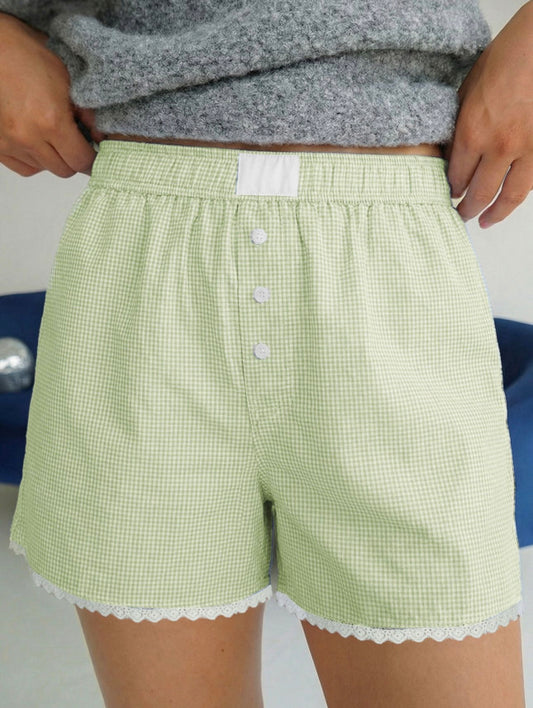 Jenna Lime Gingham Shorts