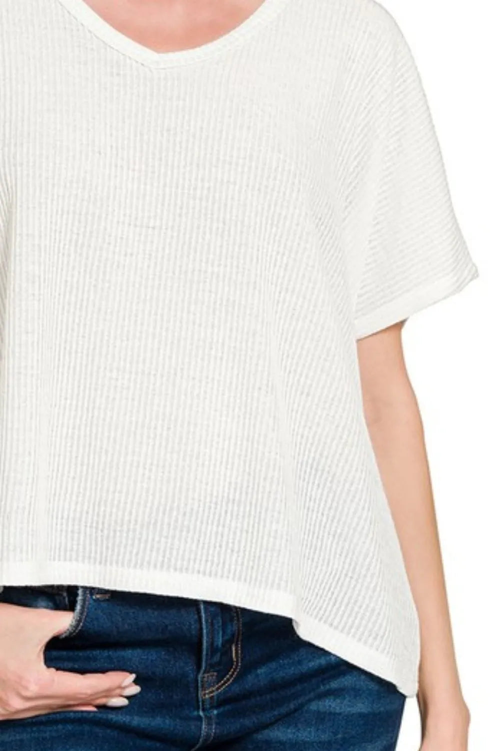 White V-Neck Top