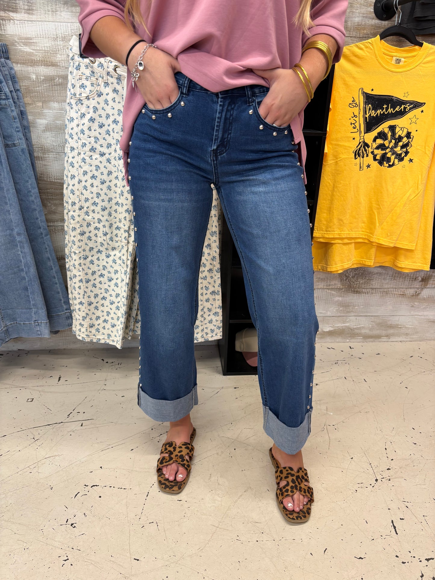 Studded & Stunning Cuffed Jeans