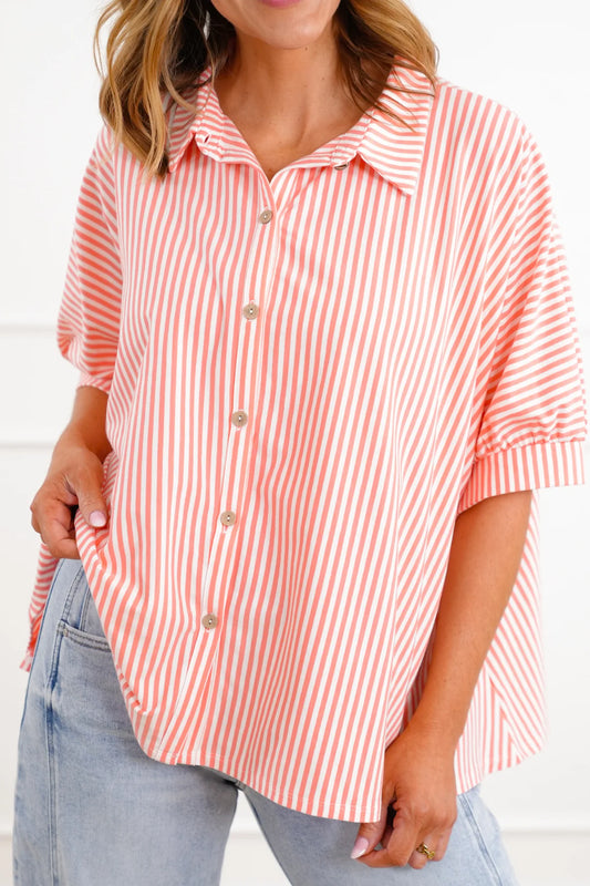 Coral Breeze Button Up