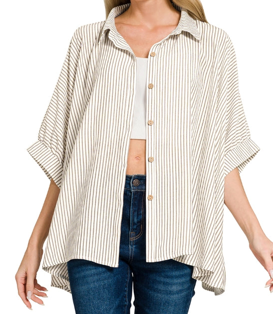 Taupe Breeze Button Up