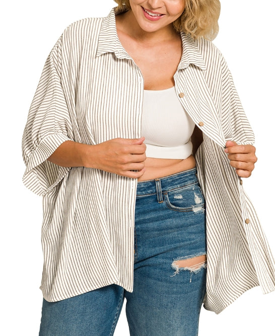 Taupe Breeze Button Up