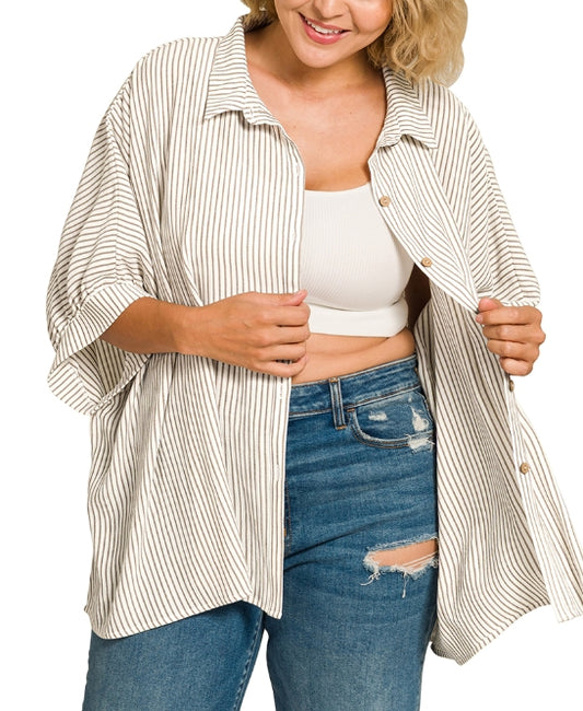Taupe Breeze Button Up