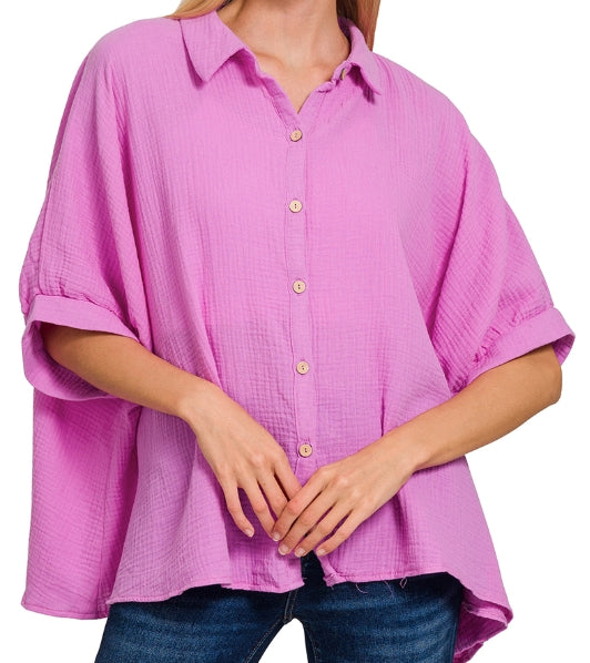 Soft Mauve Button Up