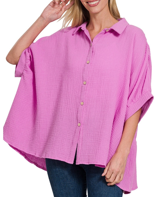 Soft Mauve Button Up